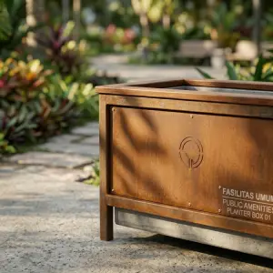 Planter Box Besi Corten dengan Frame Kayu [3]