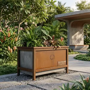 Planter Box Besi Corten dengan Frame Kayu [5]