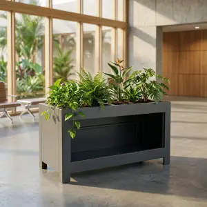 Planter Box Besi Dua Kompartemen dengan Rak Terbuka [2]
