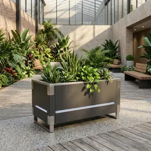 Planter Box Besi Finishing Powder Coat dengan Aksen Stainless dan LED [2]