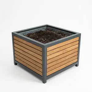 Planter Box Besi Hollow dan Papan Kayu