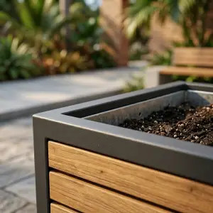 Planter Box Besi Hollow dan Papan Kayu [3]