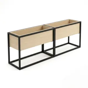 Planter Box Besi Kayu Dua Kompartemen