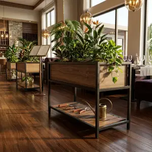 Planter Box Besi Kayu Industrial dengan Rak Penyimpanan [3]