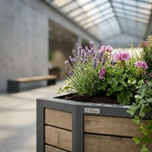 Planter Box Besi Kayu Outdoor Persegi Panjang [3]