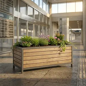 Planter Box Besi Kayu Outdoor Persegi Panjang [4]