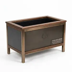 Planter Box Besi Kombinasi Kayu Finishing Antique Brass