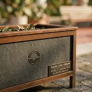 Planter Box Besi Kombinasi Kayu Finishing Antique Brass [3]