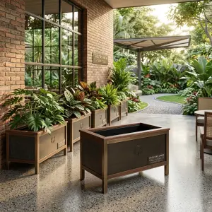 Planter Box Besi Kombinasi Kayu Finishing Antique Brass [5]