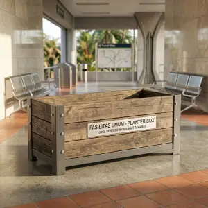 Planter Box Kayu Besi Industrial Fasilitas Umum [2]