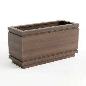 Planter Box Kayu Finishing Walnut untuk Area Outdoor
