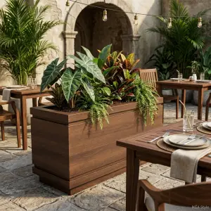 Planter Box Kayu Finishing Walnut untuk Area Outdoor [2]