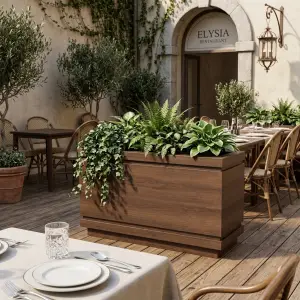Planter Box Kayu Finishing Walnut untuk Area Outdoor [3]