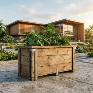 Planter Box Kayu Reclaimed dengan Rangka Besi Galvanis [4]