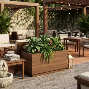 Planter Box Kayu Walnut Persegi Panjang [4]
