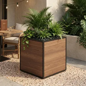 Planter Box Kayu Walnut Rangka Besi Hitam [4]