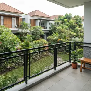Railing Balkon Besi Hollow dengan Panel Expanded Mesh [4]