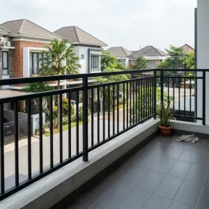 Railing Balkon Besi Hollow Finishing Powder Coat Hitam