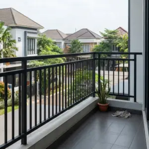 Railing Balkon Besi Hollow Finishing Powder Coat Hitam [4]