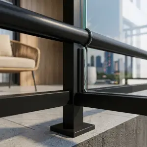Railing Balkon Kaca Tempered Frame Besi Hollow Finishing Powder Coat [1]