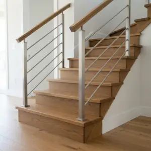 Railing Tangga Horizontal Bar Stainless Steel Handrail Kayu [2]