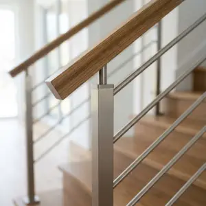 Railing Tangga Horizontal Bar Stainless Steel Handrail Kayu [3]