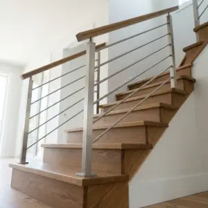 Railing Tangga Horizontal Bar Stainless Steel Handrail Kayu [4]