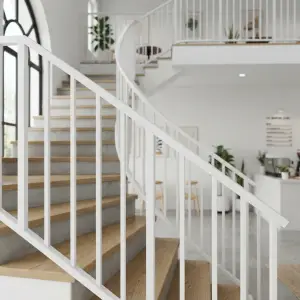 Railing Tangga Lengkung Putih Scandinavian [2]