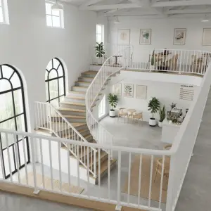 Railing Tangga Lengkung Putih Scandinavian [4]