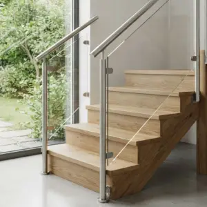 Railing Tangga Wire Rope Stainless dengan Handrail Kayu Solid [4]