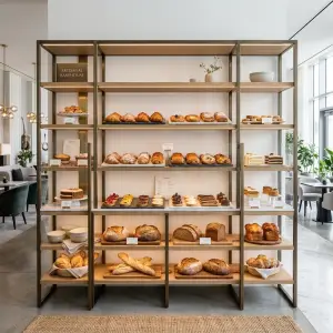 Rak Display Bakery Besi Kayu Gaya Modern