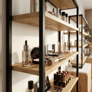 Rak Display Besi Kayu 4 Susun Gaya Industrial Modern [3]