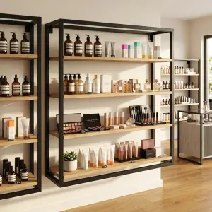 Rak Display Besi Kayu 4 Susun Gaya Industrial Modern [4]