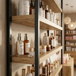 Rak Display Besi Kayu 5 Susun untuk Toko Kosmetik dan Skincare [3]