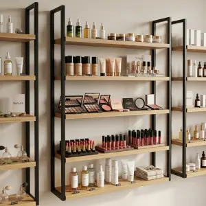 Rak Display Besi Kayu 5 Susun untuk Toko Kosmetik dan Skincare [4]