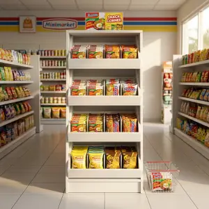 Rak Display Miring 4 Tingkat dengan Sekat untuk Minimarket [2]