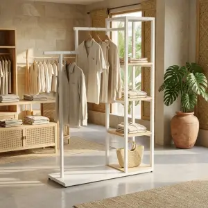 Rak Display Pakaian Kombinasi Hanging Rail dan Rak Susun [2]