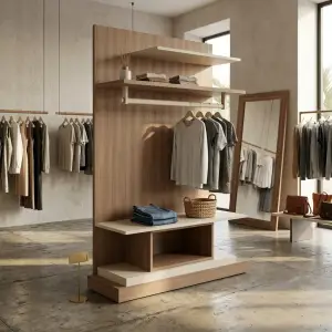Rak Display Pakaian Toko dengan Hanging Rail dan Rak Bertingkat [4]