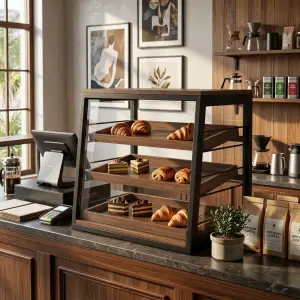 Rak Display Pastry 3 Susun Rangka Besi Kayu [3]