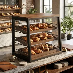 Rak Display Pastry 3 Susun Rangka Besi Kayu [5]