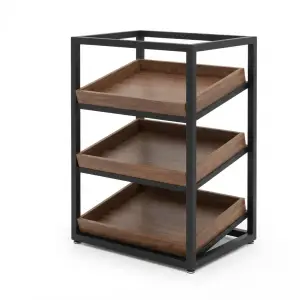 Rak Display Pastry 3 Tingkat Besi dan Kayu