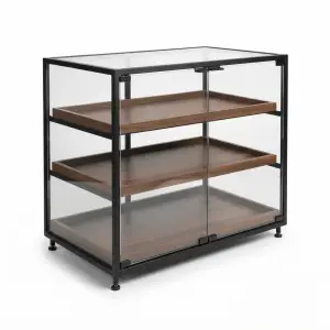 Rak Display Pastry Kaca Besi 3 Susun