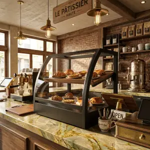 Rak Display Pastry Kaca Lengkung 2 Tingkat [4]