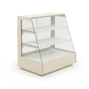 Rak Display Pastry Kaca Miring 3 Susun