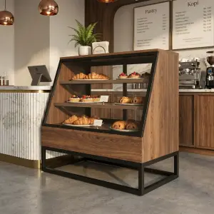 Rak Display Pastry Kayu Besi Kaca Miring [5]