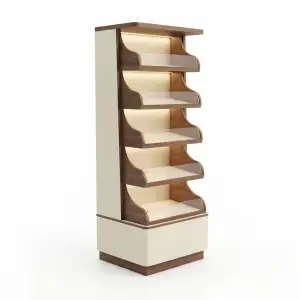 Rak Display Pastry Kayu dengan Lampu LED