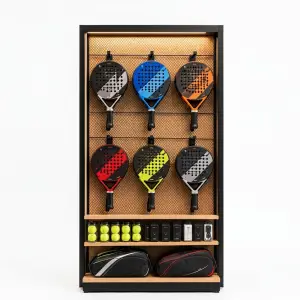Rak Display Raket Padel Rangka Besi Backpanel Anyaman [5]