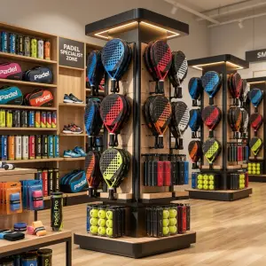 Rak Display Raket Padel Tower 4 Sisi dengan Lampu LED [4]