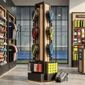 Rak Display Raket Padel Tower dengan Laci Kaca [3]