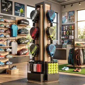 Rak Display Raket Padel Tower dengan Laci Kaca [4]